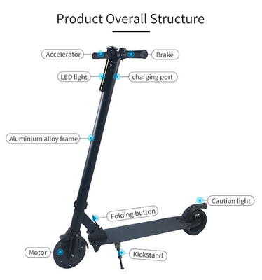 2 Tekerlek Stand Up Elektrikli Scooter, Tek Motorlu 36V Elektrikli Scooter 250W
