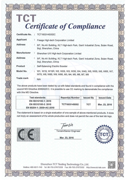 Çin Freego High-Tech Corporation Limited Co., Ltd. Sertifikalar